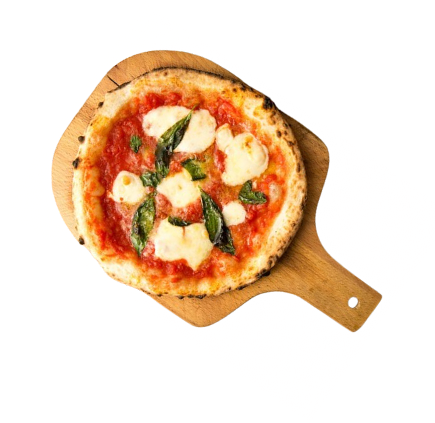 Pizza on wooden board